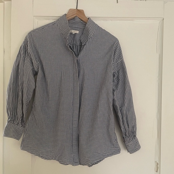 ANN MASHBURN Tops - ANN MASHBURN Blue Gingham Button Down Shirt